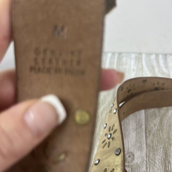 Gold Leather Boho Studded Bling Rodeo Cowgirl Medium Belt NWOT - Picture 4 of 6